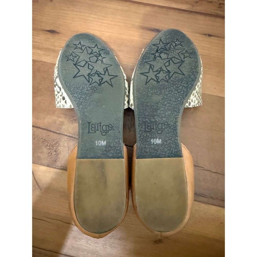 Latigo Milly Snakeskin Print Leather d'Orsay Flats Tan Brown Womens 10M - Picture 4 of 5